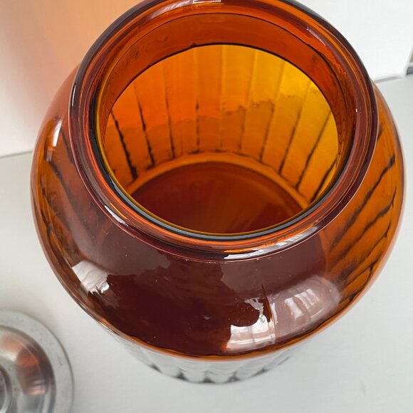 Vintage Amber Yellow Glass Kitchen Storage Jars, Apothecary Style - Large 13" - Picture 4 of 11